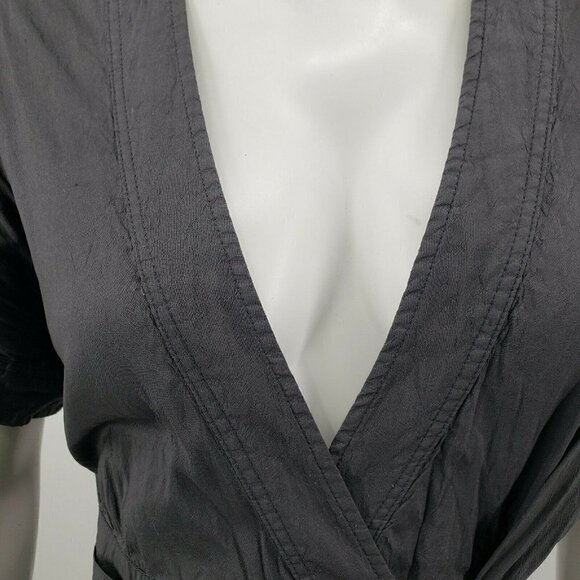 Calypso Christiane Celle Silk Dress Womens Small Charcoal Gray Wrap - Picture 3 of 7